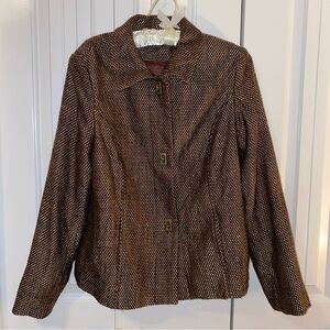 TanJay Gold-Brown Tweed Blazer with Twist Lock Buttons Size 8